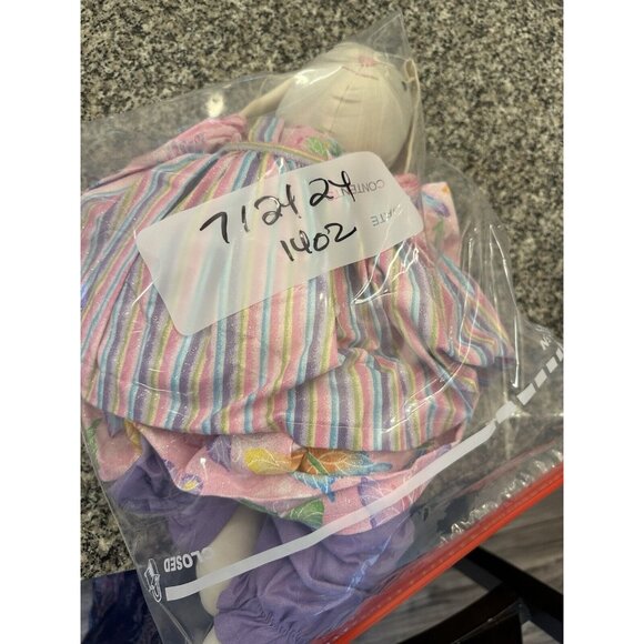 Vtg 80s Folk Art Hand Made Easter Bunny Rabbit Plush Doll Whimsical Dress Apron - Picture 11 of 11